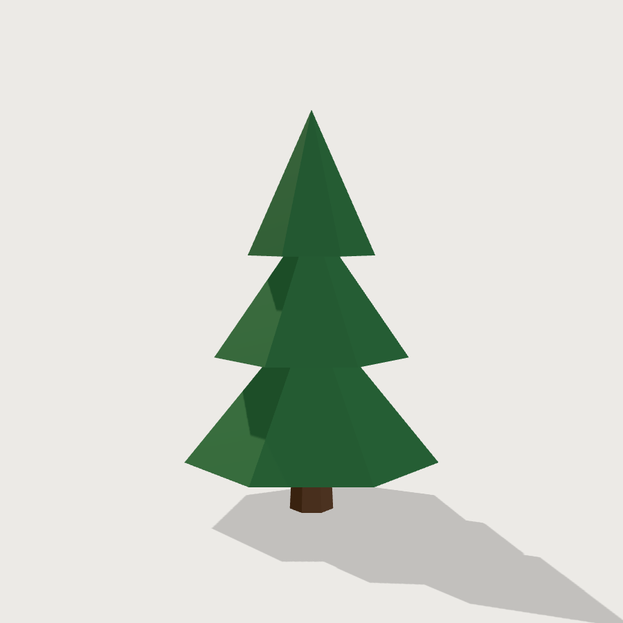 Pine Tree low-poly 3D model, back render