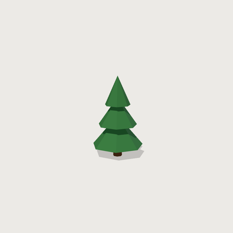 Pine Tree low-poly 3D model, detail render