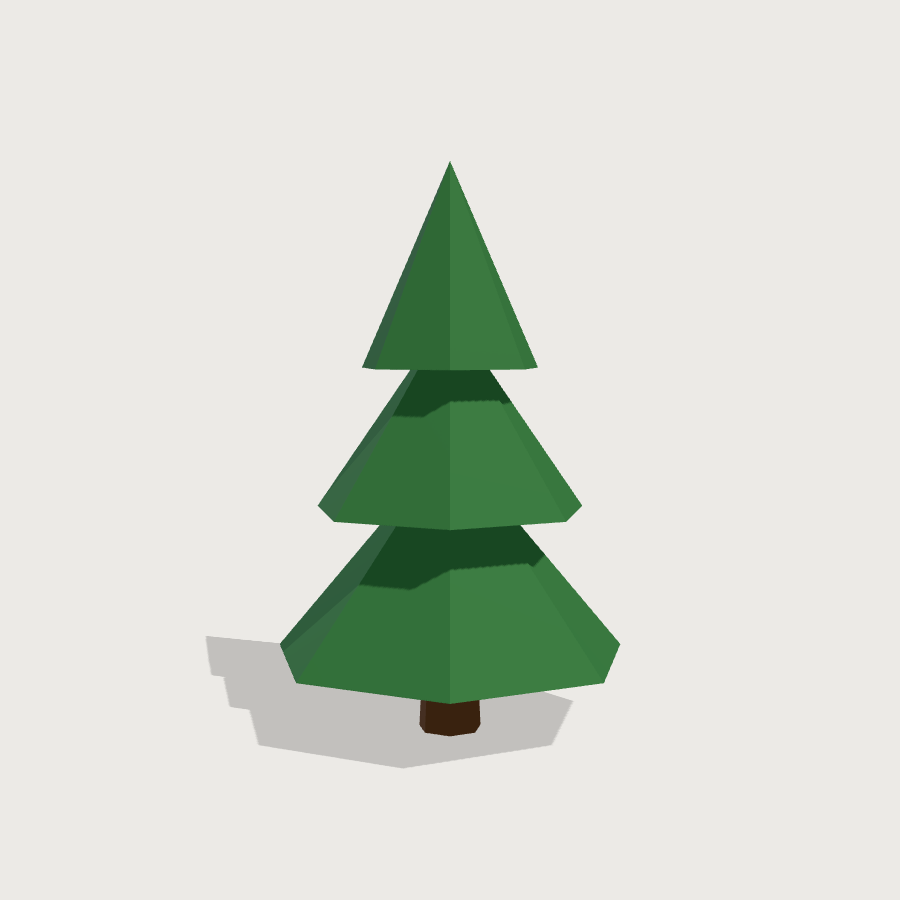 Pine Tree low-poly 3D model, front render