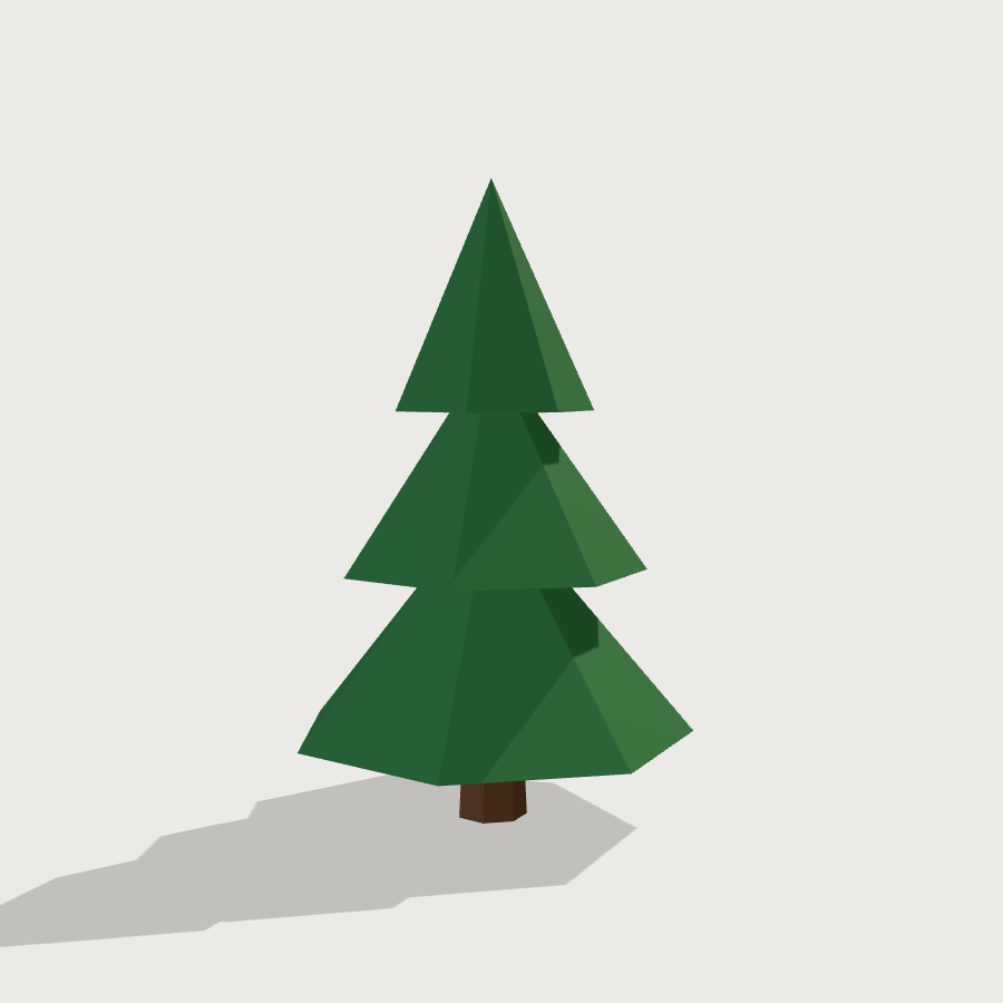 Pine Tree low-poly 3D model, left render