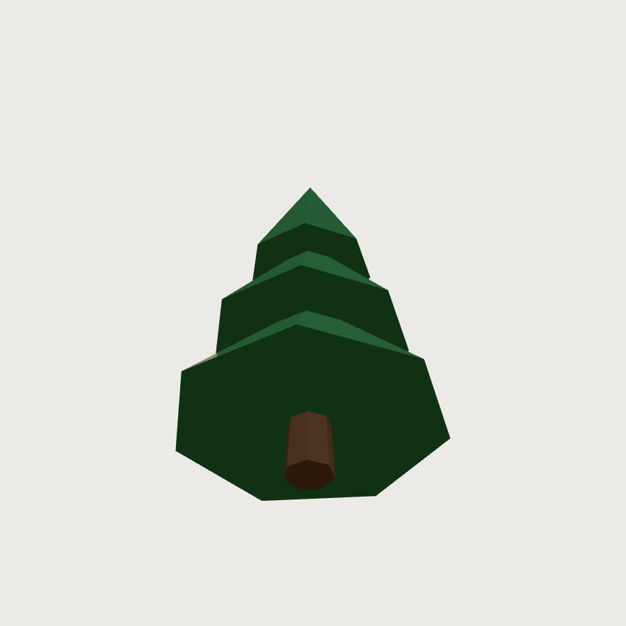 Pine Tree low-poly 3D model, low back render