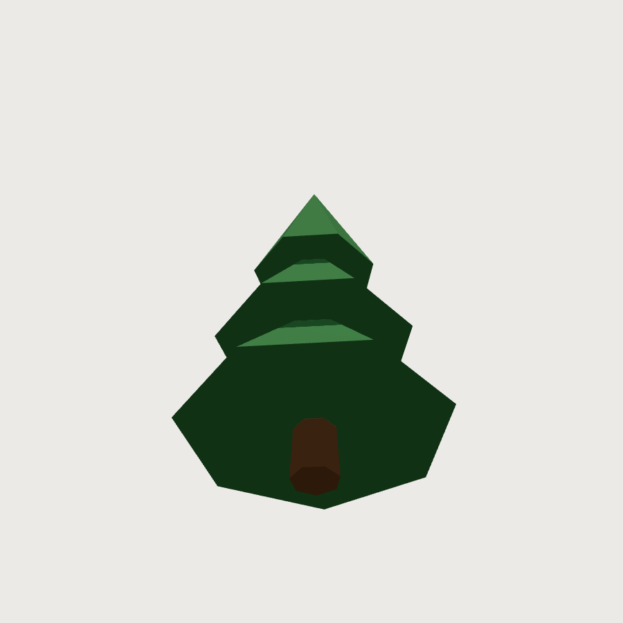 Pine Tree low-poly 3D model, low render