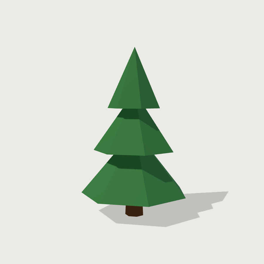 Pine Tree low-poly 3D model, right render