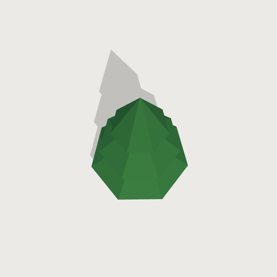 Pine Tree low-poly 3D model, top render