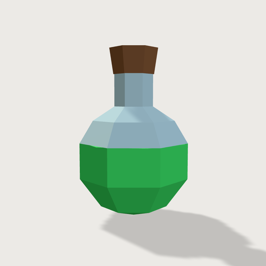 Potion Bottle low-poly 3D model, back render