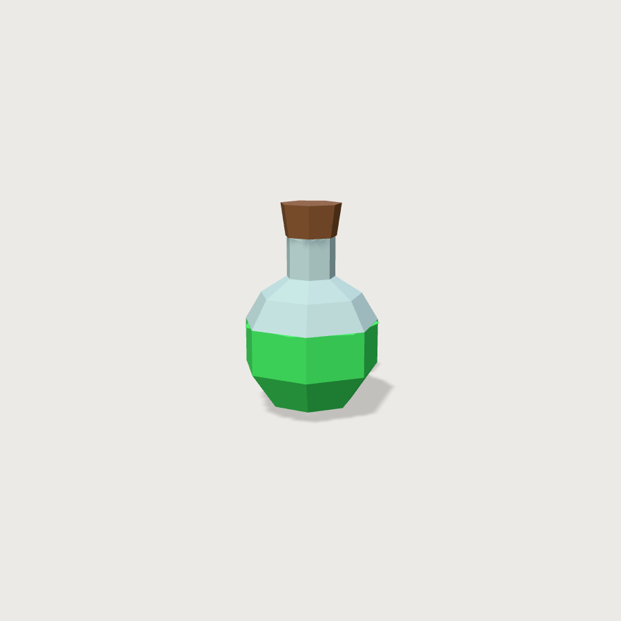 Potion Bottle low-poly 3D model, detail render