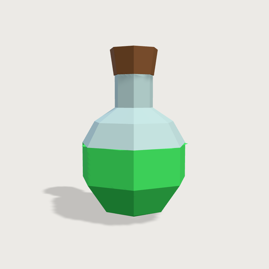 Potion Bottle low-poly 3D model, front render