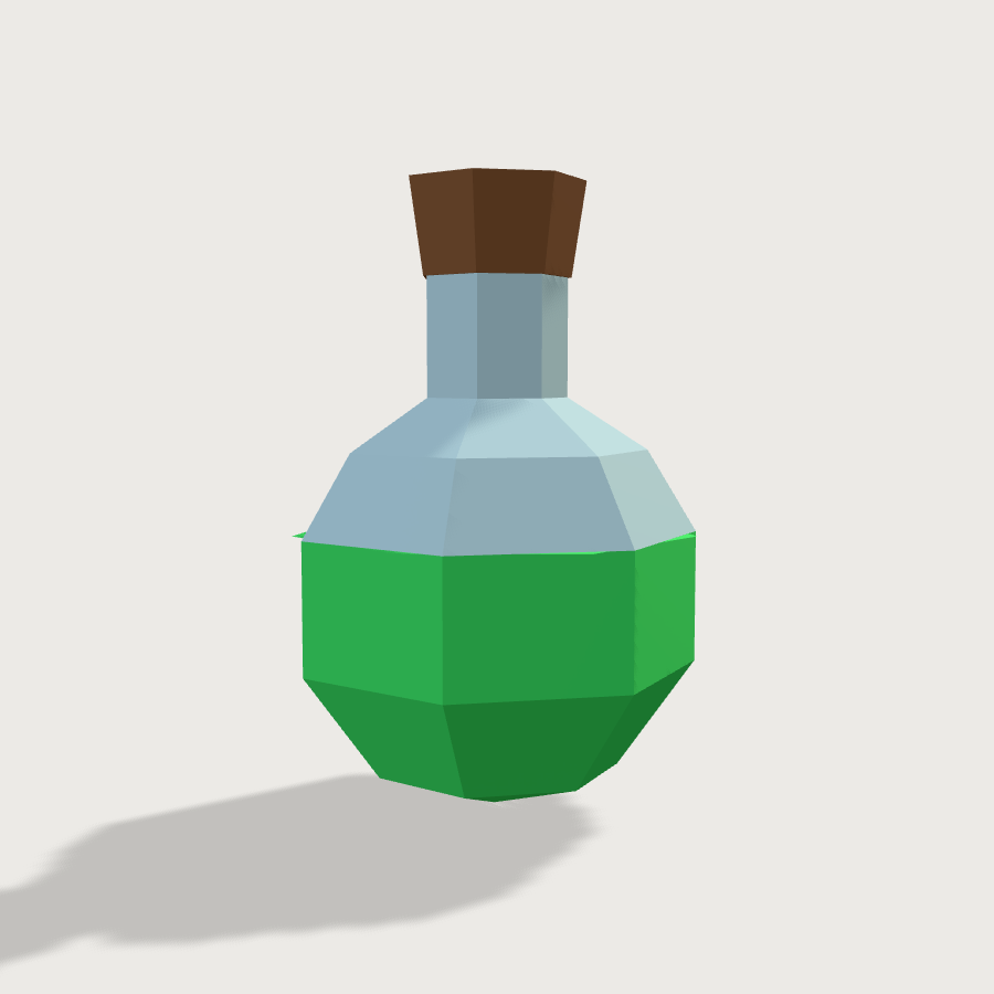 Potion Bottle low-poly 3D model, left render