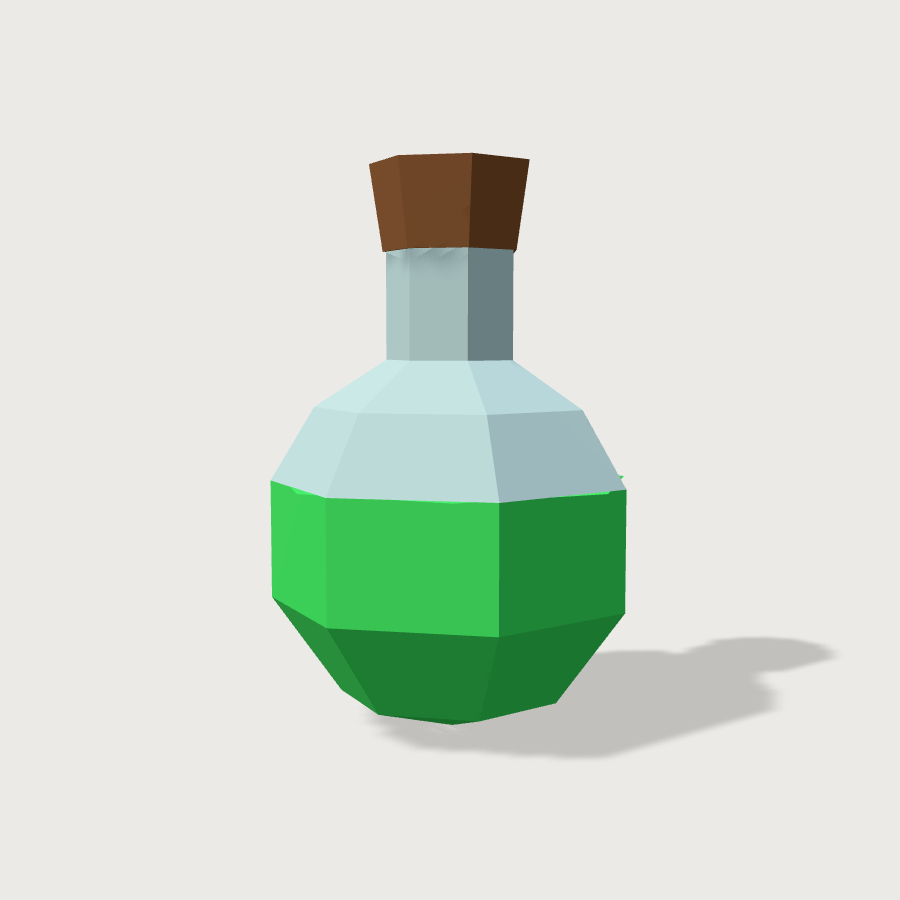 Potion Bottle low-poly 3D model, right render