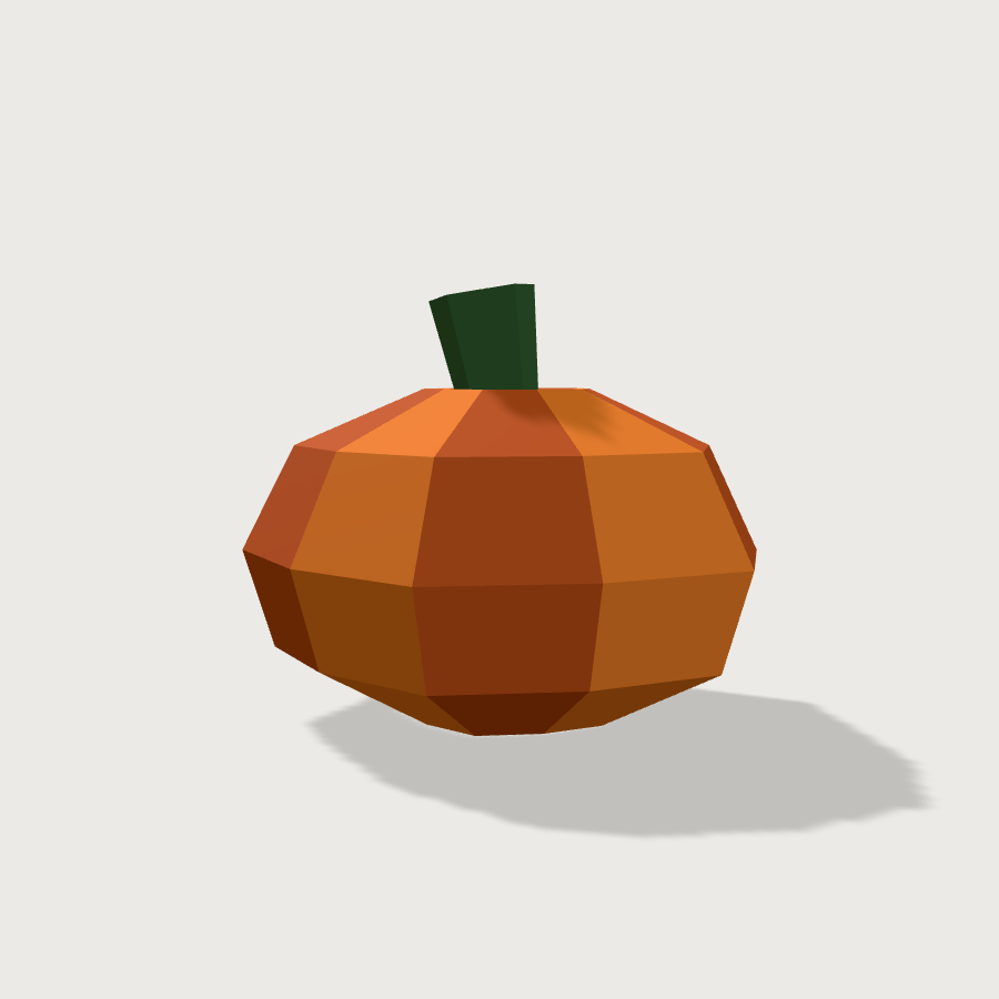 Pumpkin low-poly 3D model, back render