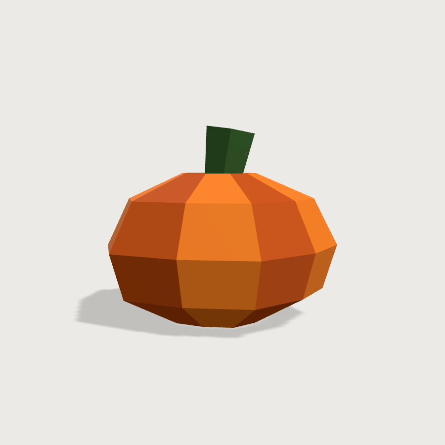 Pumpkin low-poly 3D model, front render