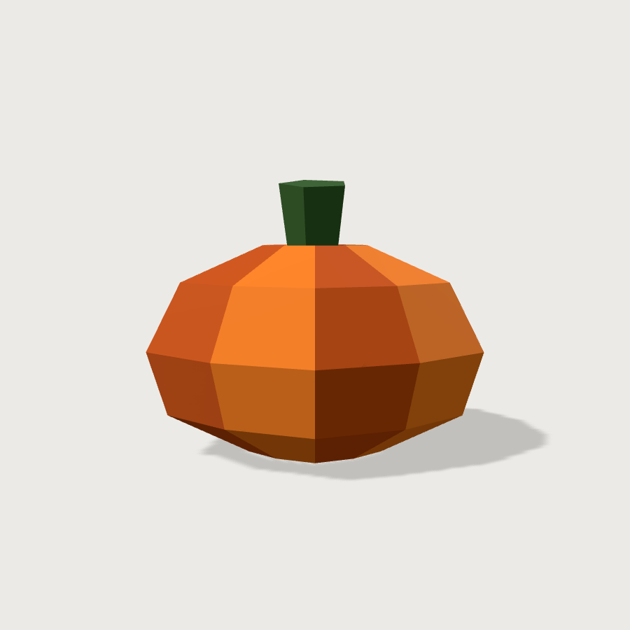 Pumpkin low-poly 3D model, right render