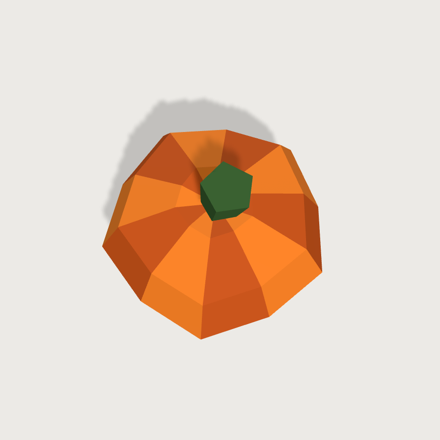 Pumpkin low-poly 3D model, top render