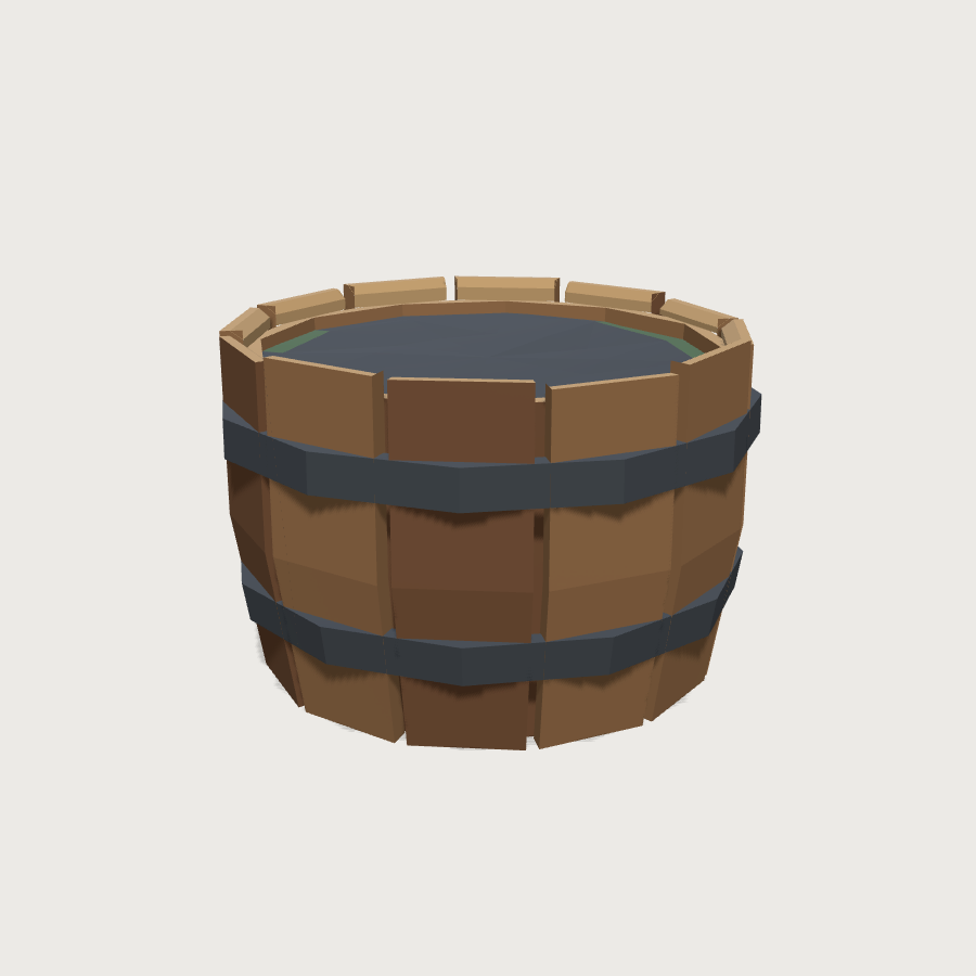 Quench Barrel low-poly 3D model, removed offcuts render