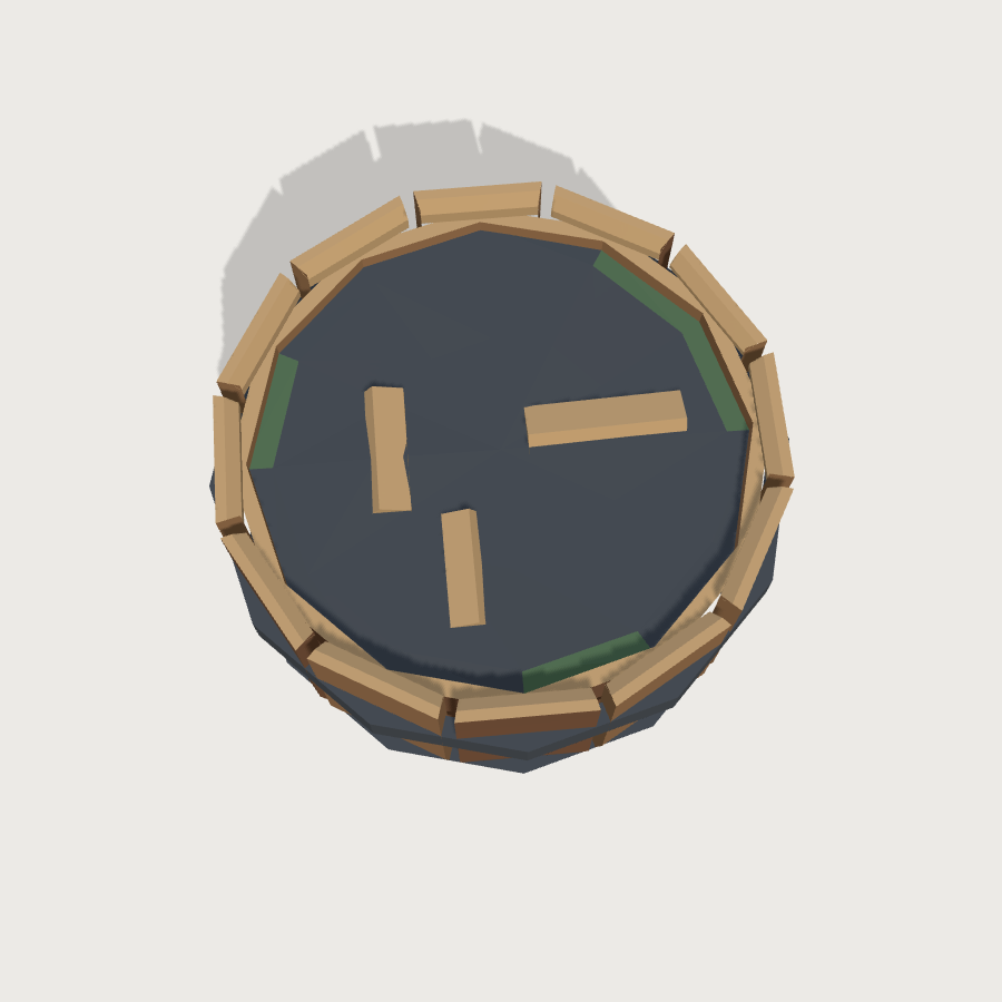 Quench Barrel low-poly 3D model, top render