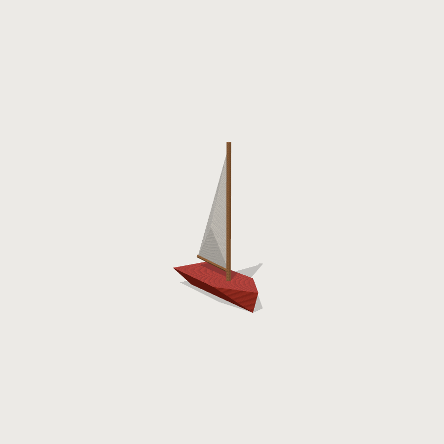 Sailboat low-poly 3D model, detail render