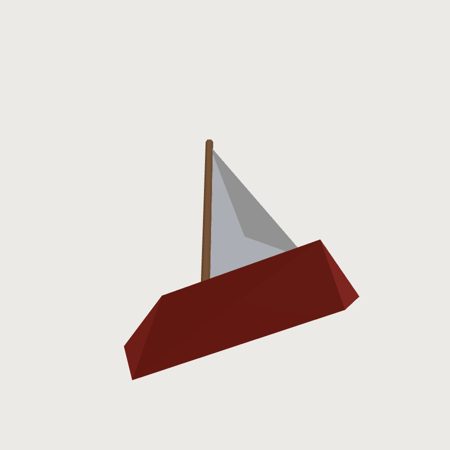 Sailboat low-poly 3D model, low back render