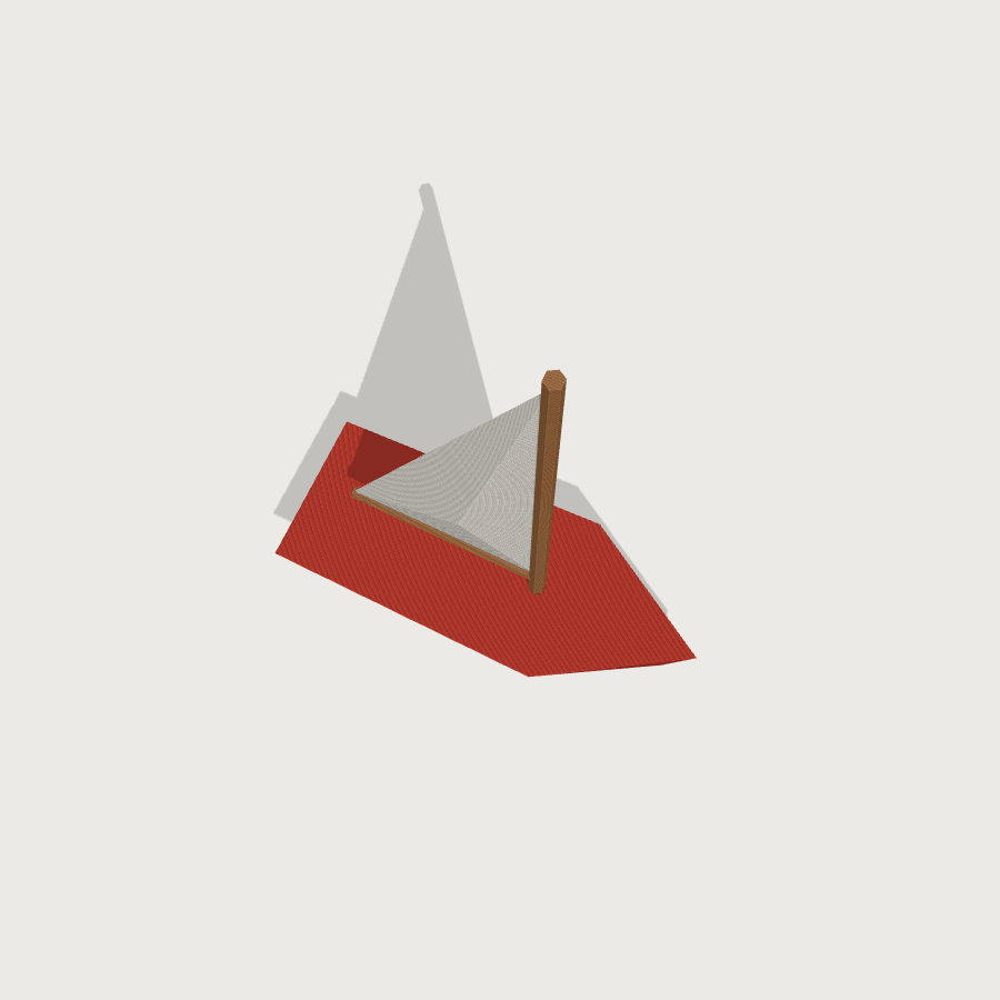 Sailboat low-poly 3D model, top render