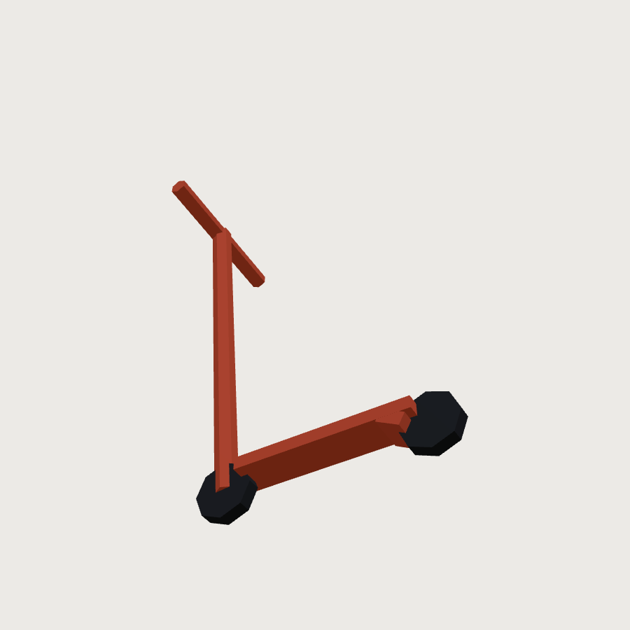 Scooter low-poly 3D model, low back render