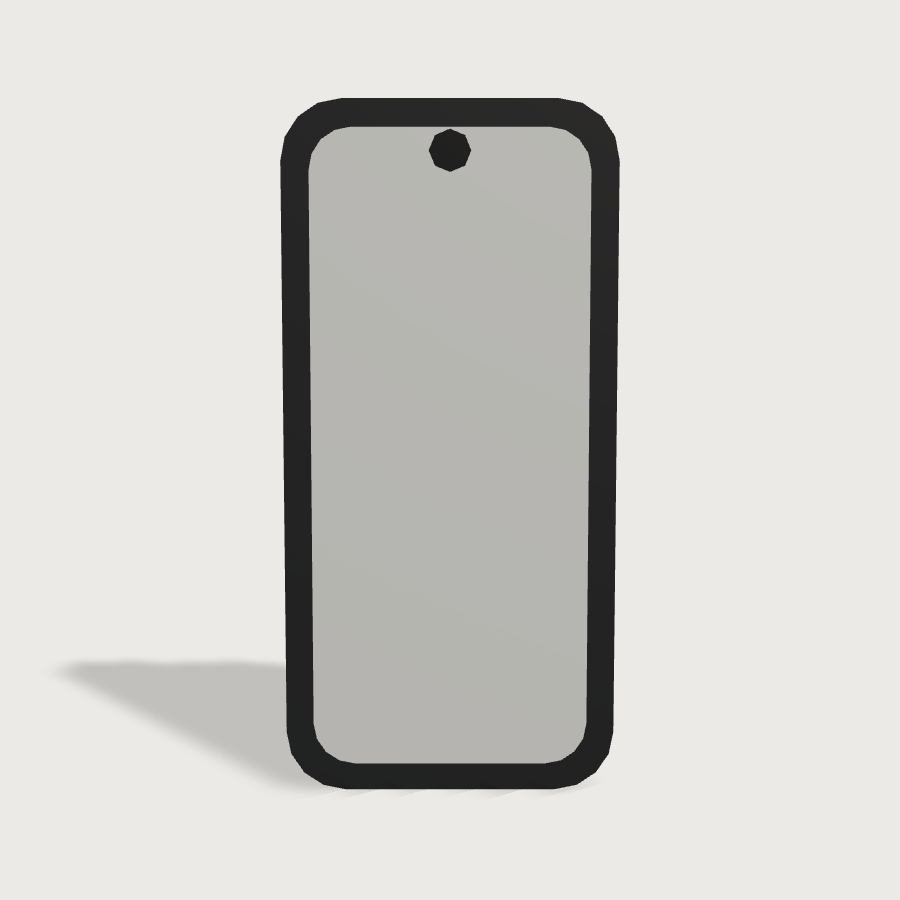 Smartphone low-poly 3D model, front render
