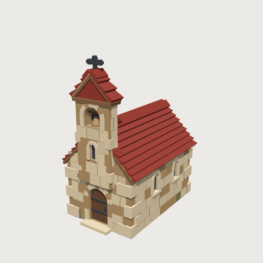 Stone Chapel low-poly 3D model