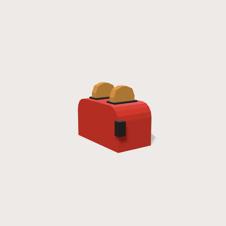 Toaster low-poly 3D model, detail render