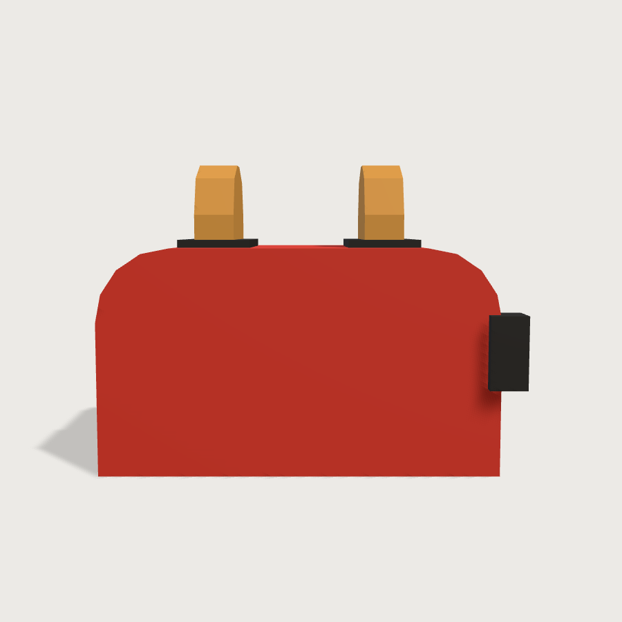 Toaster low-poly 3D model, front render