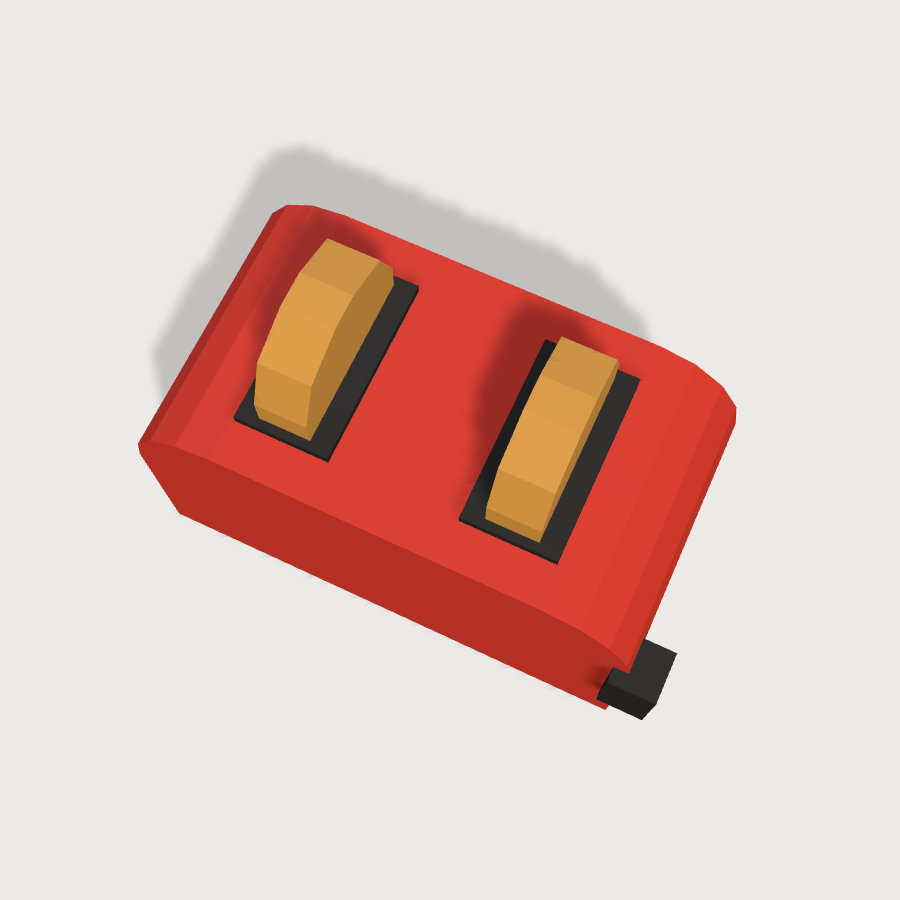 Toaster low-poly 3D model, top render