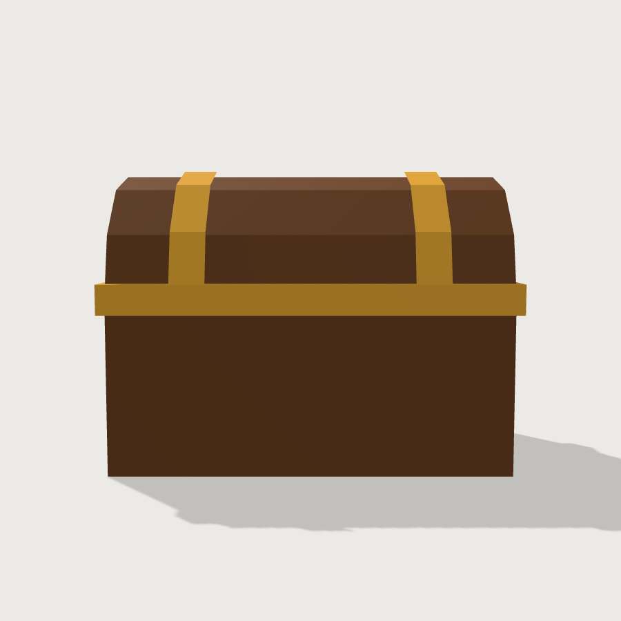 Treasure Chest low-poly 3D model, back render
