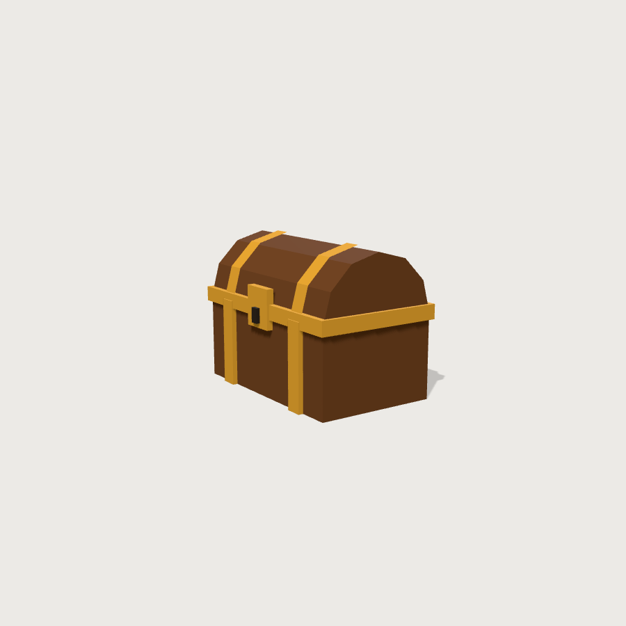 Treasure Chest low-poly 3D model, detail render