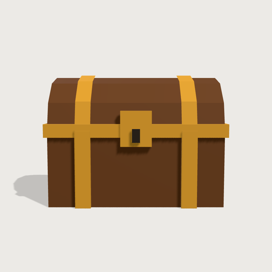 Treasure Chest low-poly 3D model, front render