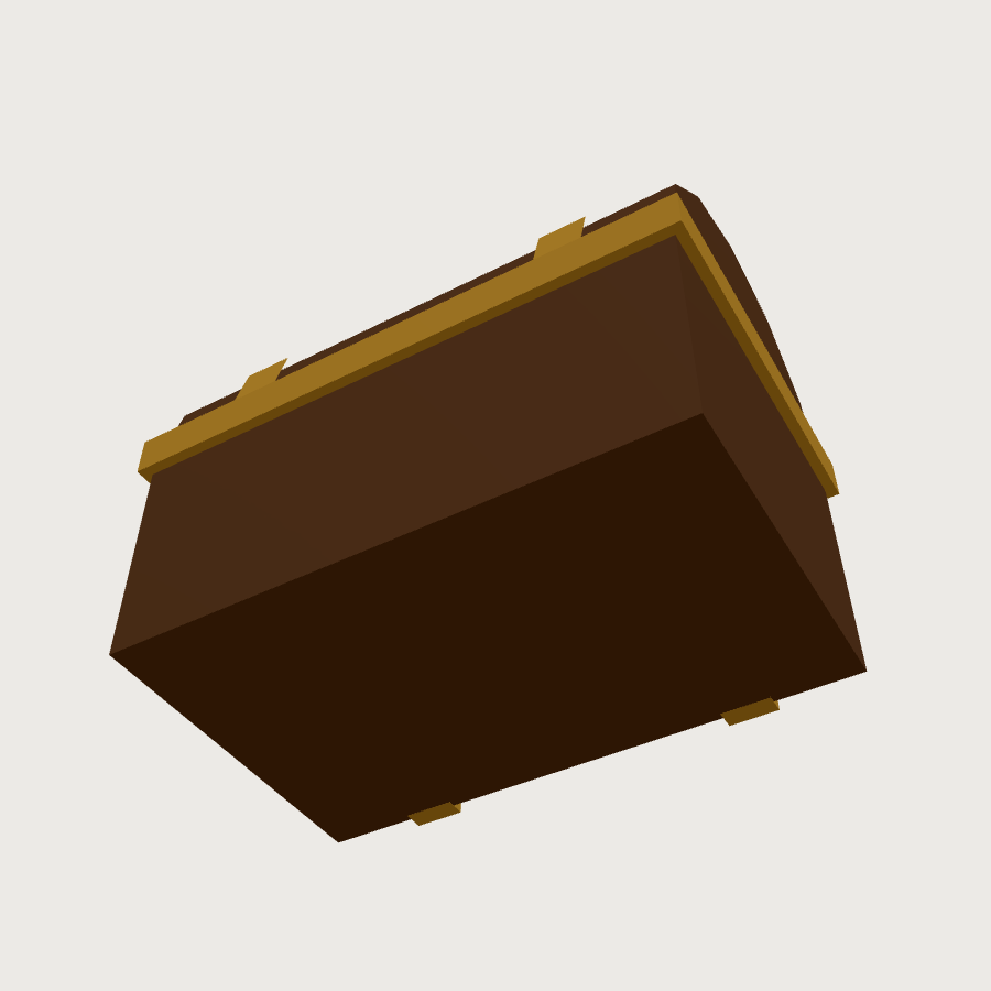 Treasure Chest low-poly 3D model, low back render