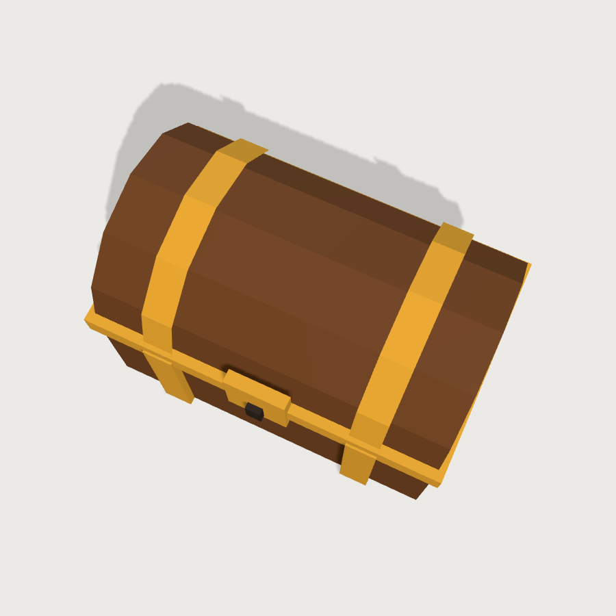 Treasure Chest low-poly 3D model, top render