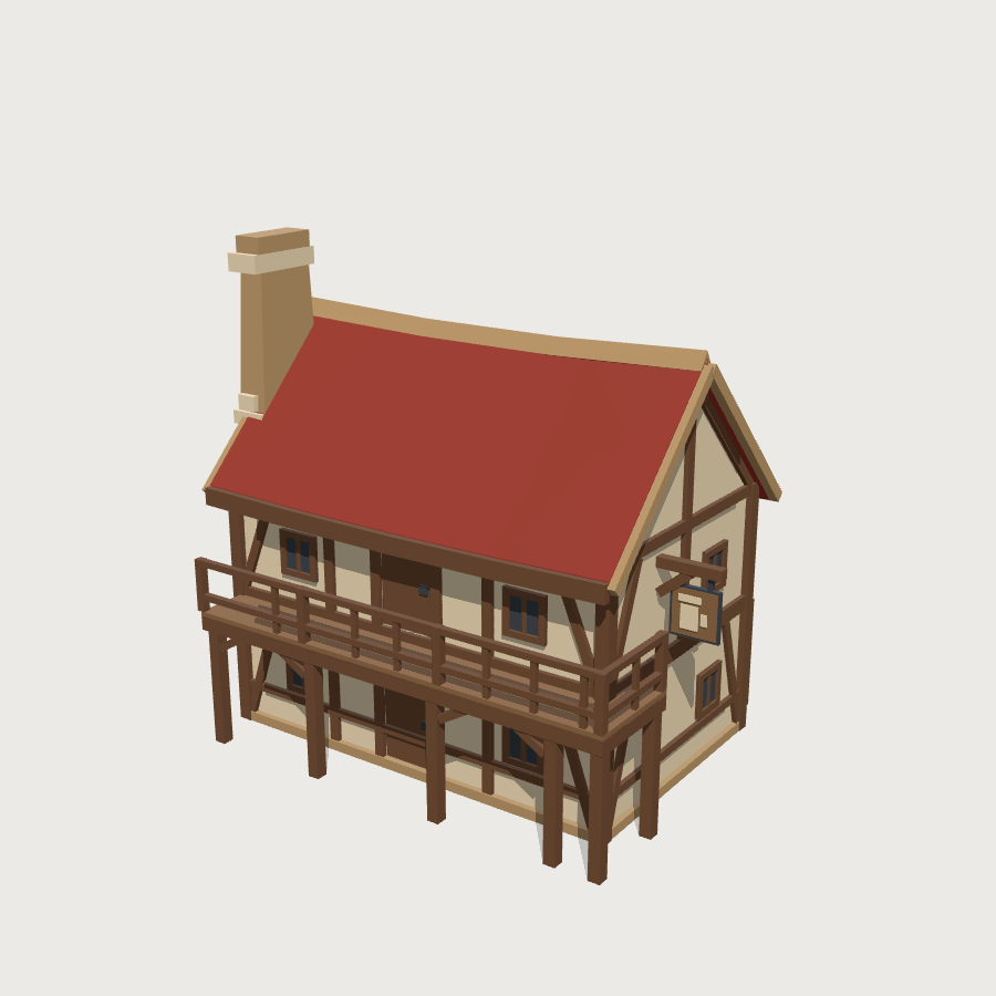 Village Tavern low-poly 3D model