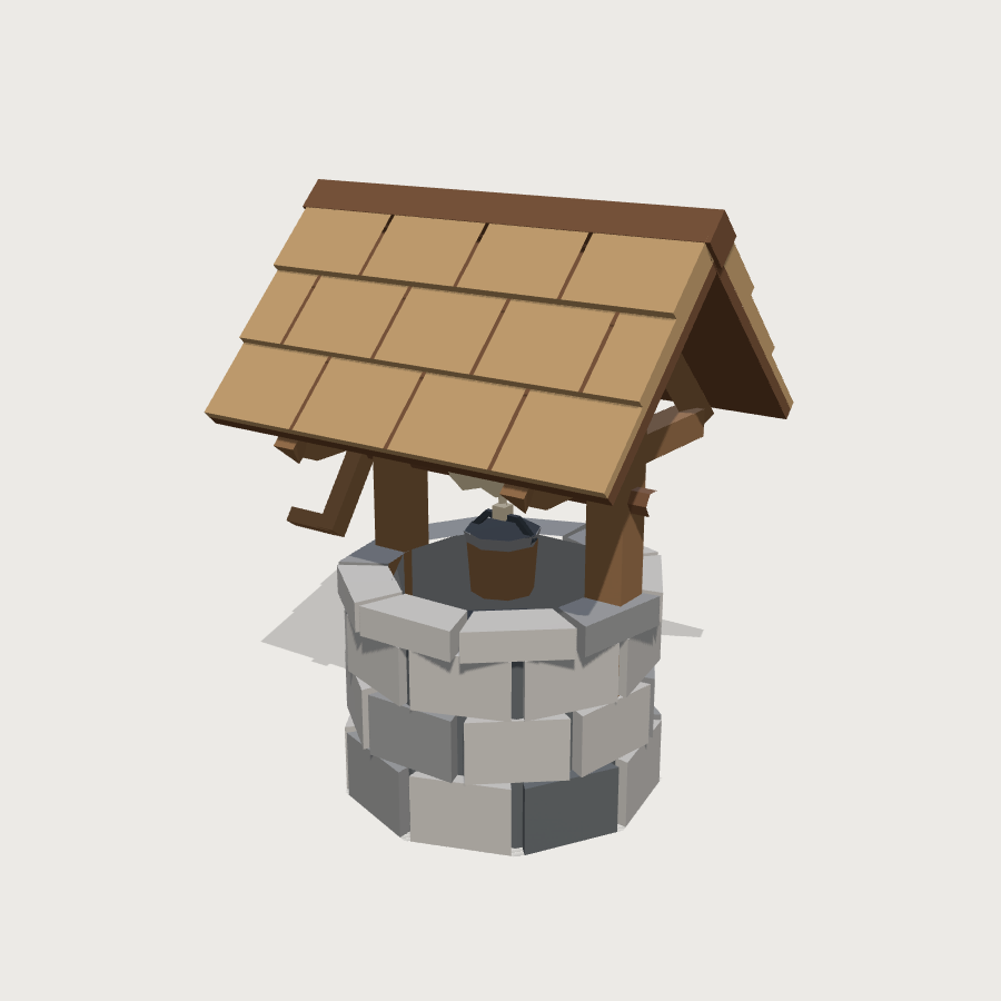 Village Well low-poly 3D model