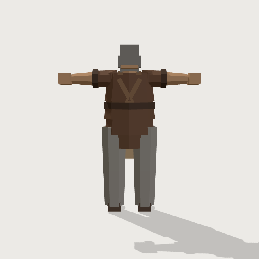 Villager low-poly 3D model, back render