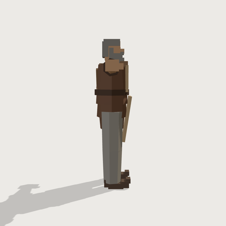 Villager low-poly 3D model, left render