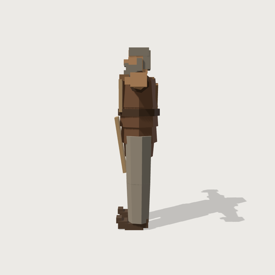 Villager low-poly 3D model, right render
