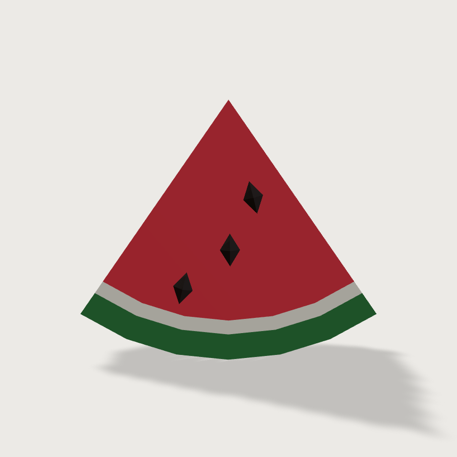 Watermelon Slice low-poly 3D model, back render