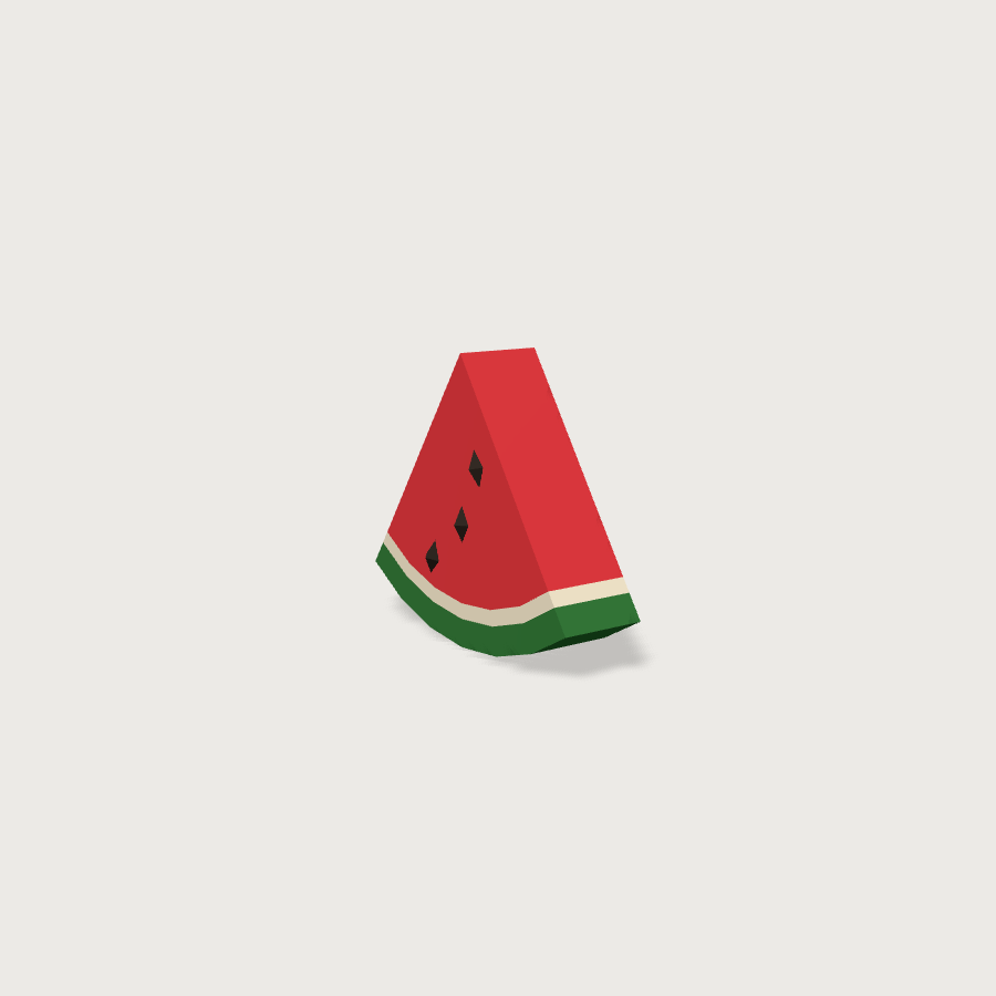 Watermelon Slice low-poly 3D model, detail render