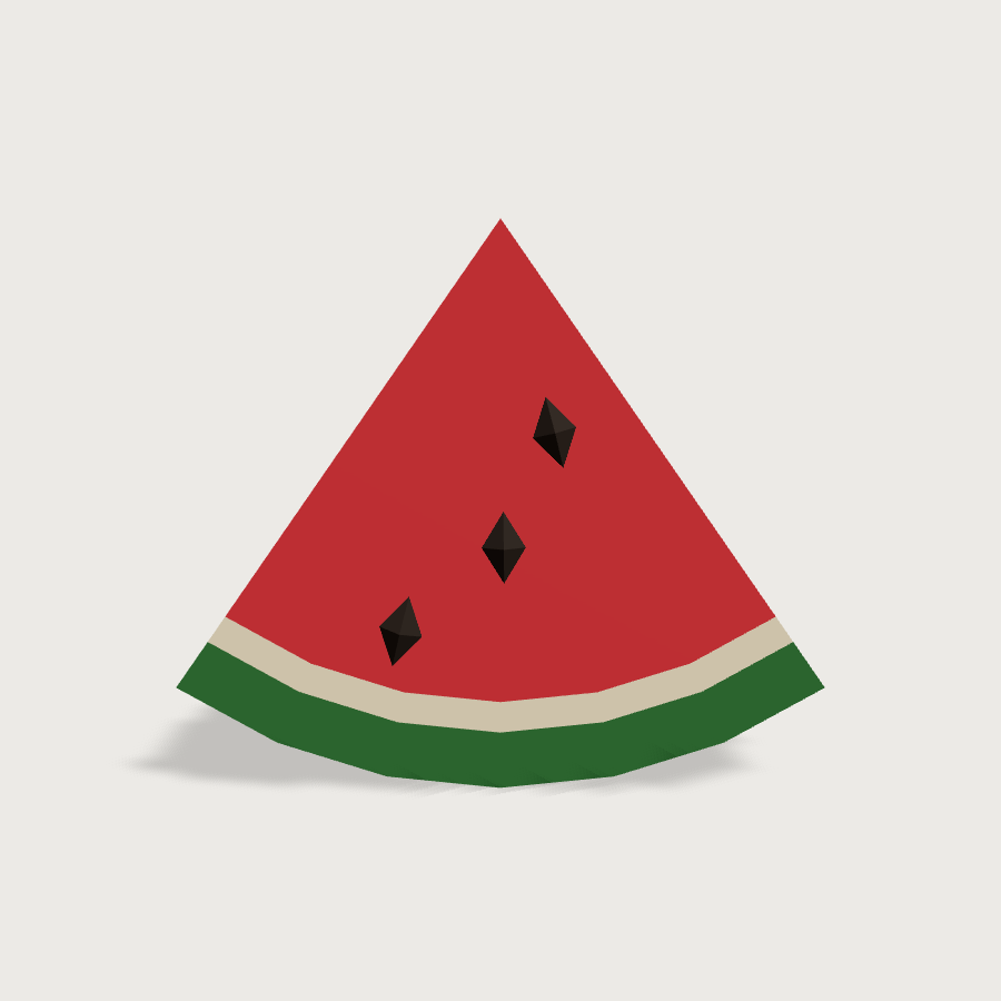 Watermelon Slice low-poly 3D model, front render