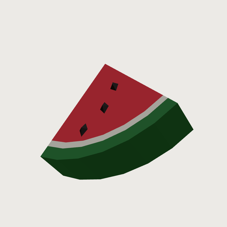 Watermelon Slice low-poly 3D model, low back render