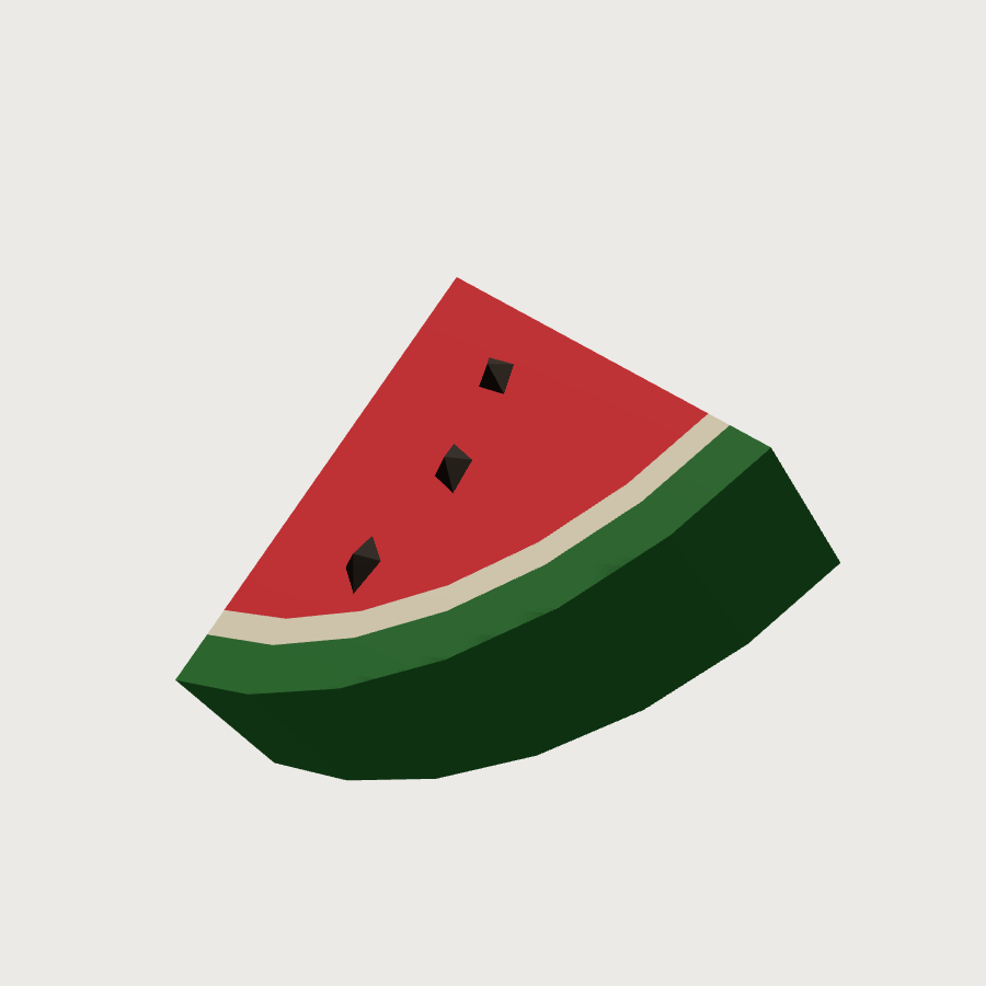 Watermelon Slice low-poly 3D model, low render