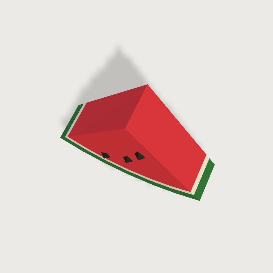 Watermelon Slice low-poly 3D model, top render