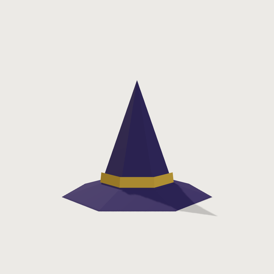 Wizard Hat low-poly 3D model, back render