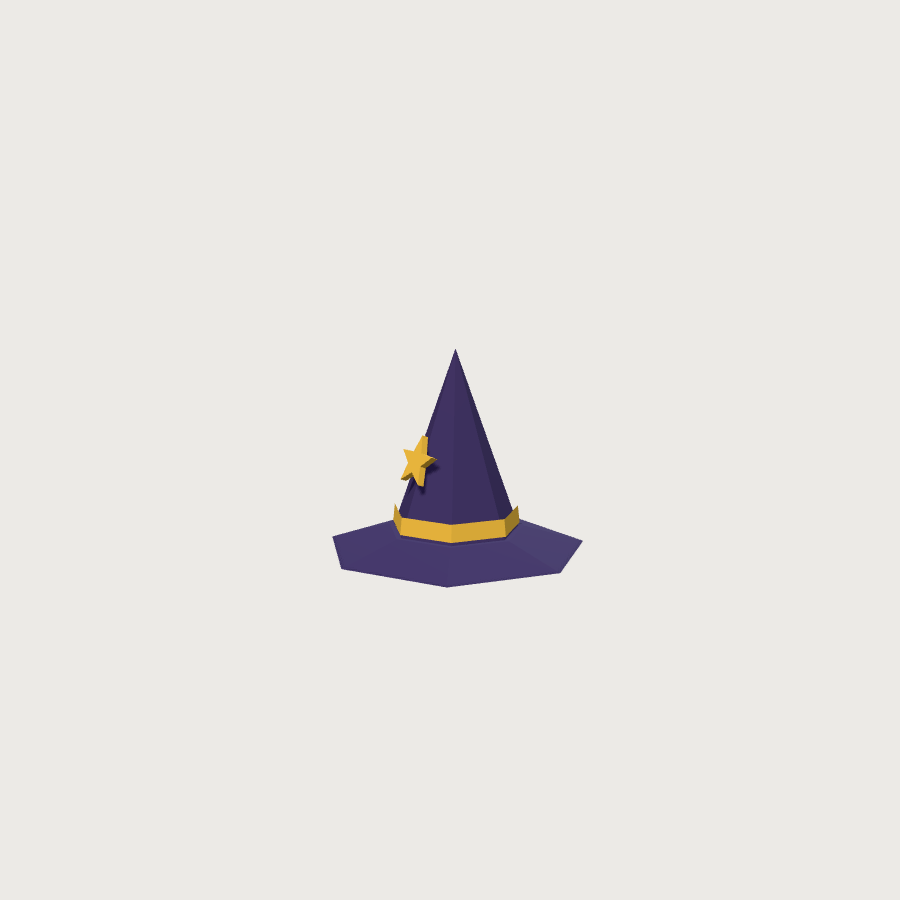 Wizard Hat low-poly 3D model, detail render