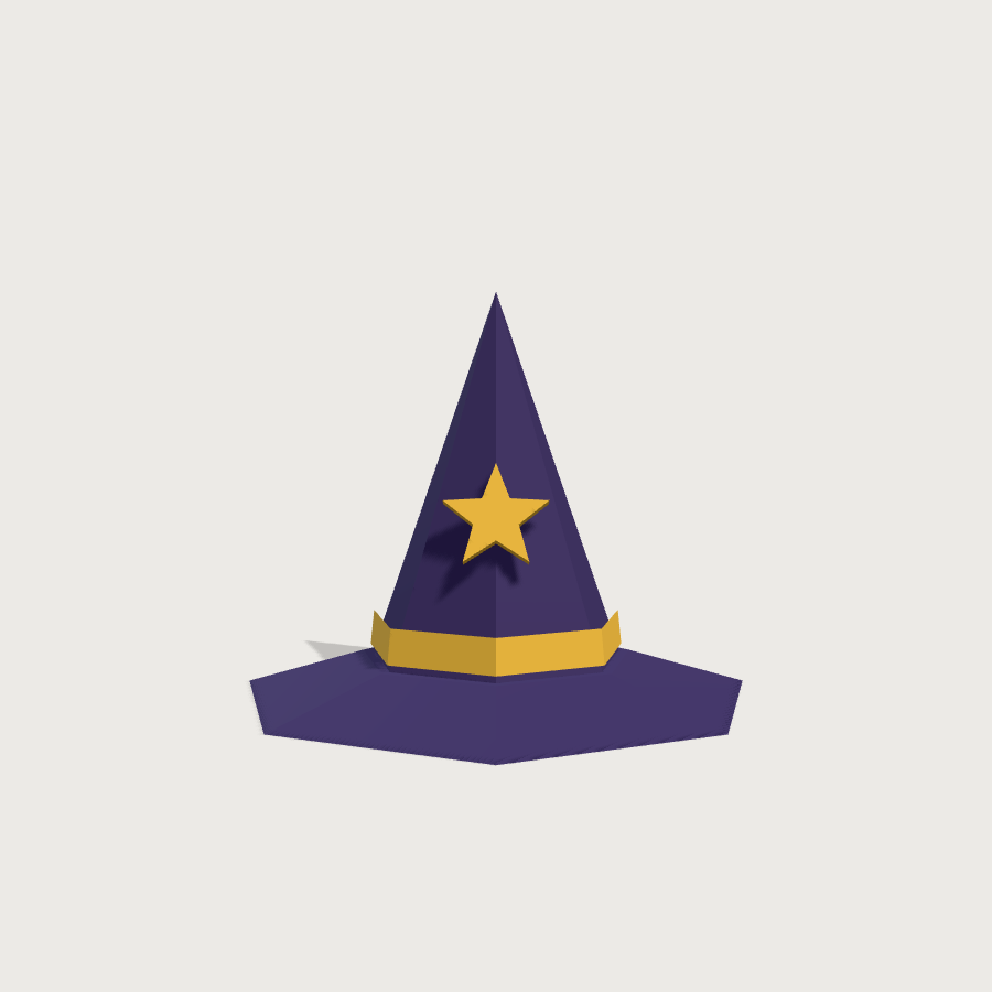 Wizard Hat low-poly 3D model, front render