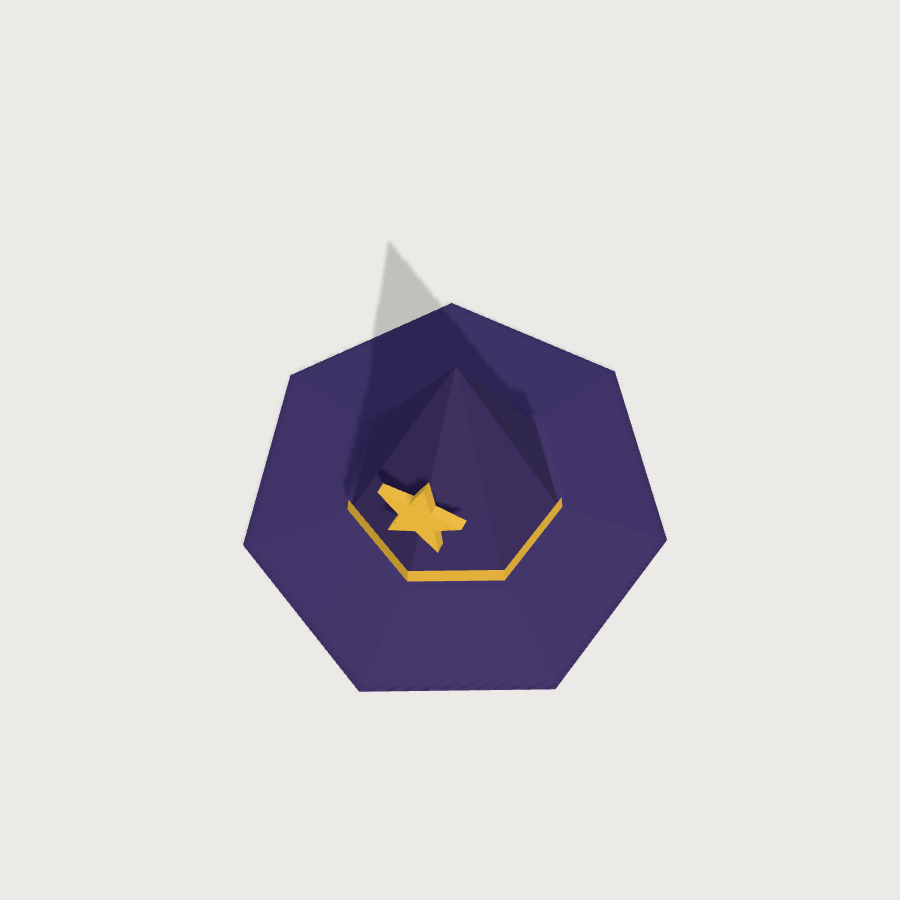Wizard Hat low-poly 3D model, top render