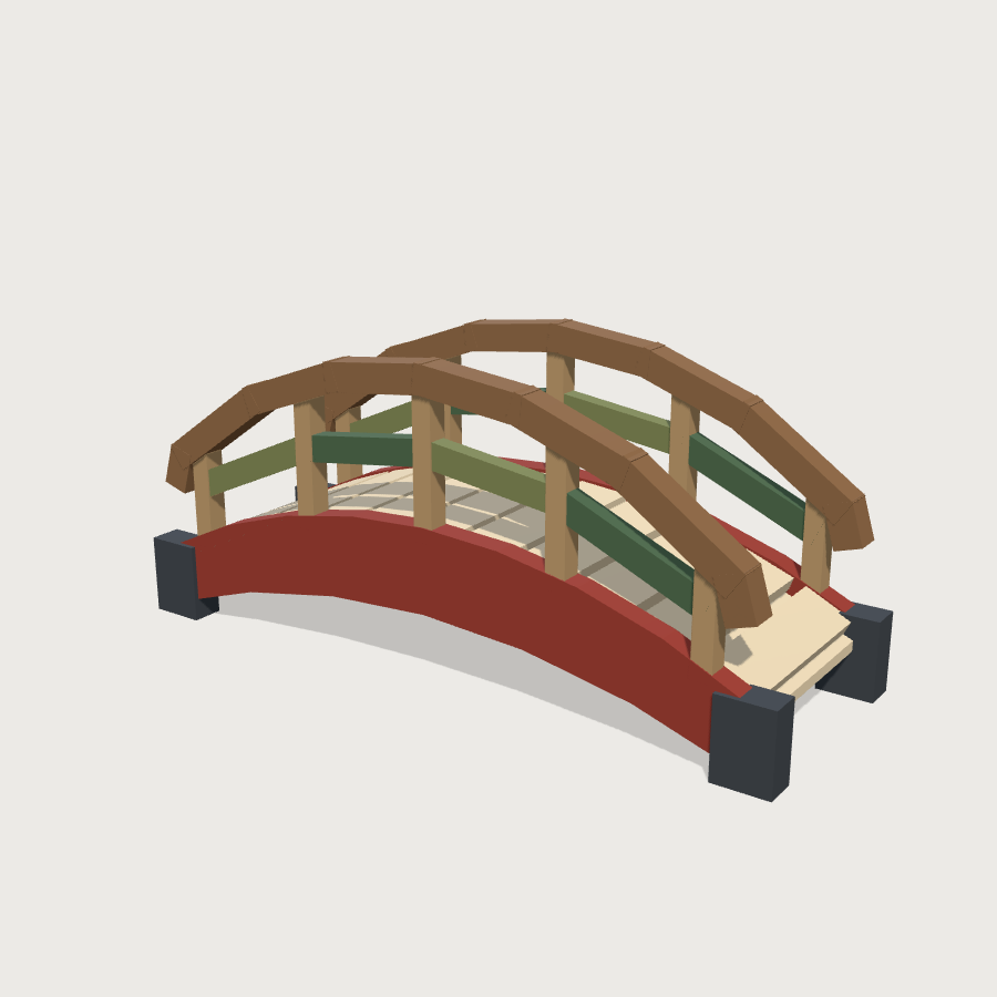 Wooden Bridge low-poly 3D model