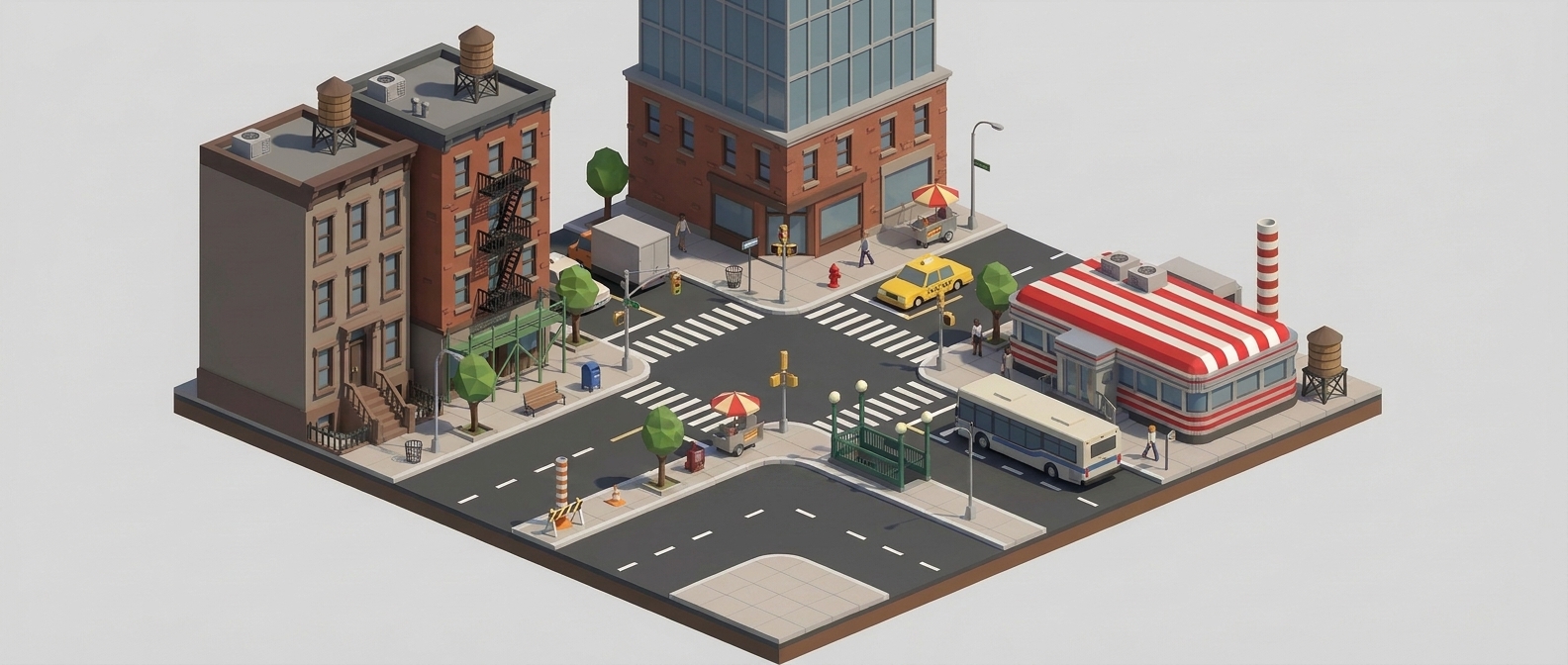 New York City Kit low-poly 3D kit concept
